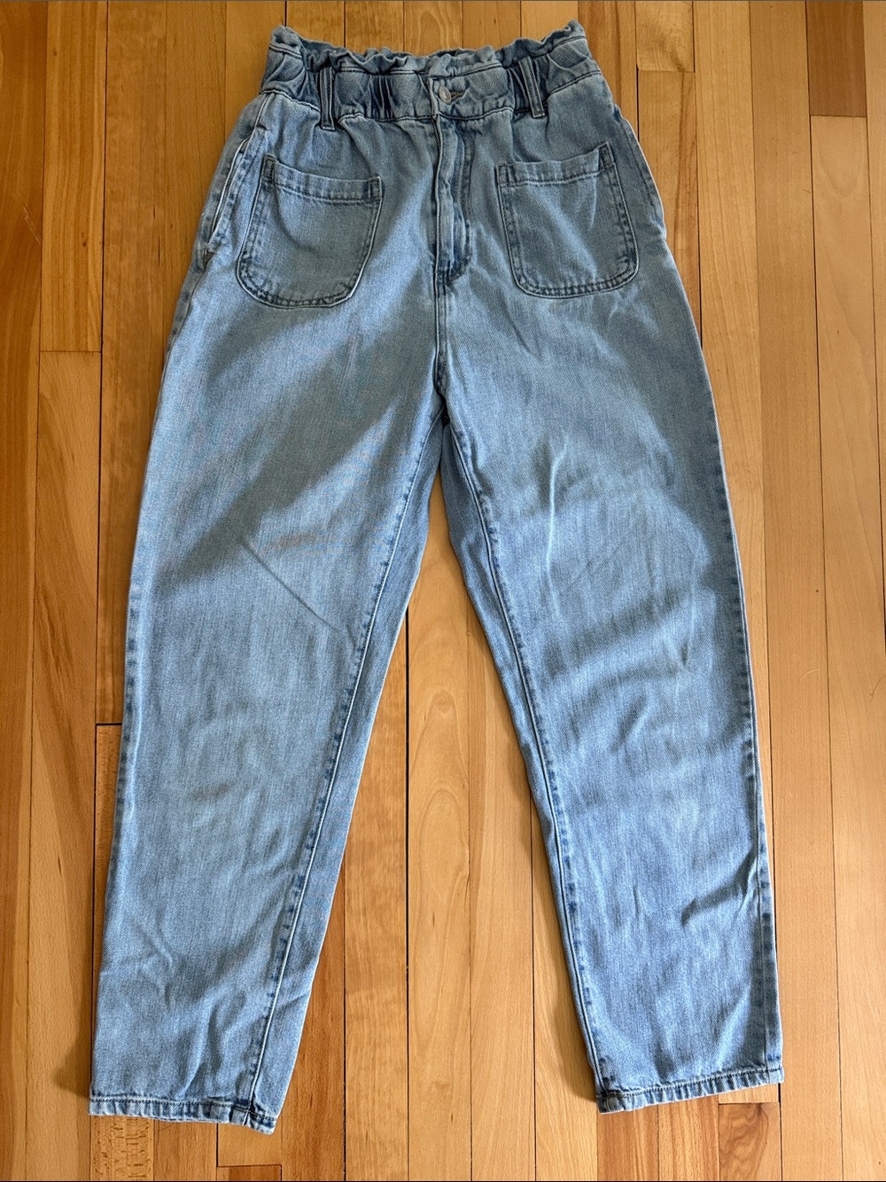GREY LAB Light Blue High-Waist Paperbag Jeans
